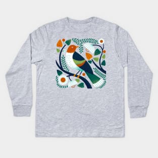 Birdie on a Branch Kids Long Sleeve T-Shirt